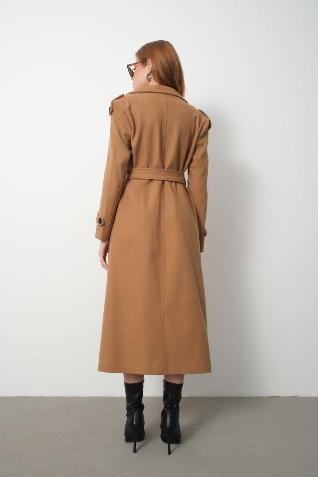 Uzun Kaşe Kaban Açık kahve - 40