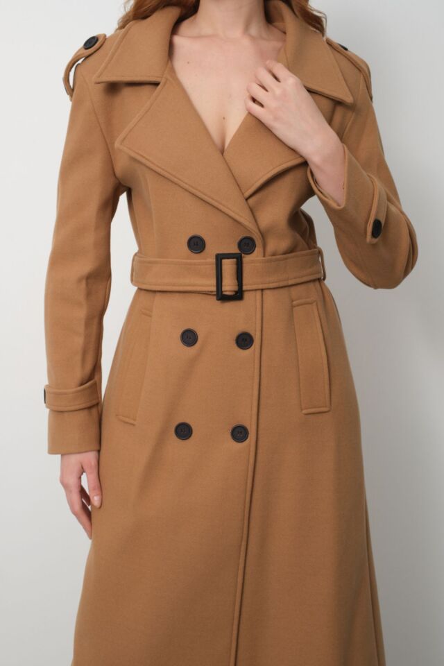 Uzun Kaşe Kaban Açık kahve - 42