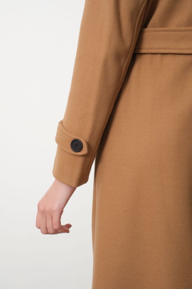 Uzun Kaşe Kaban Açık kahve - 42