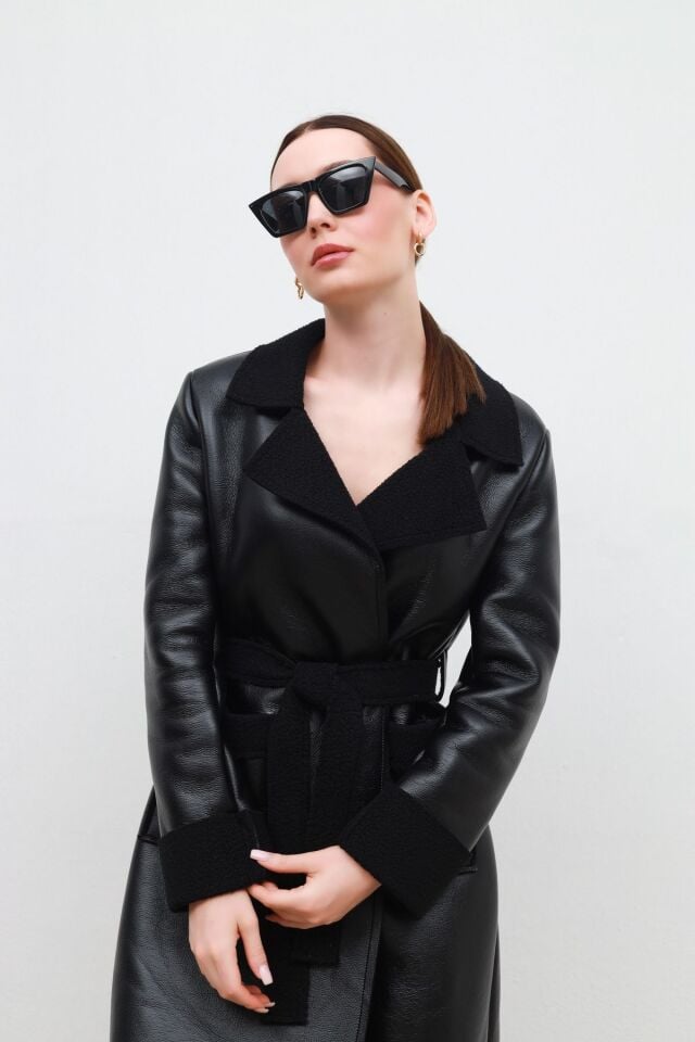 İçi Kürklü Suni Deri Kaban siyah - 46