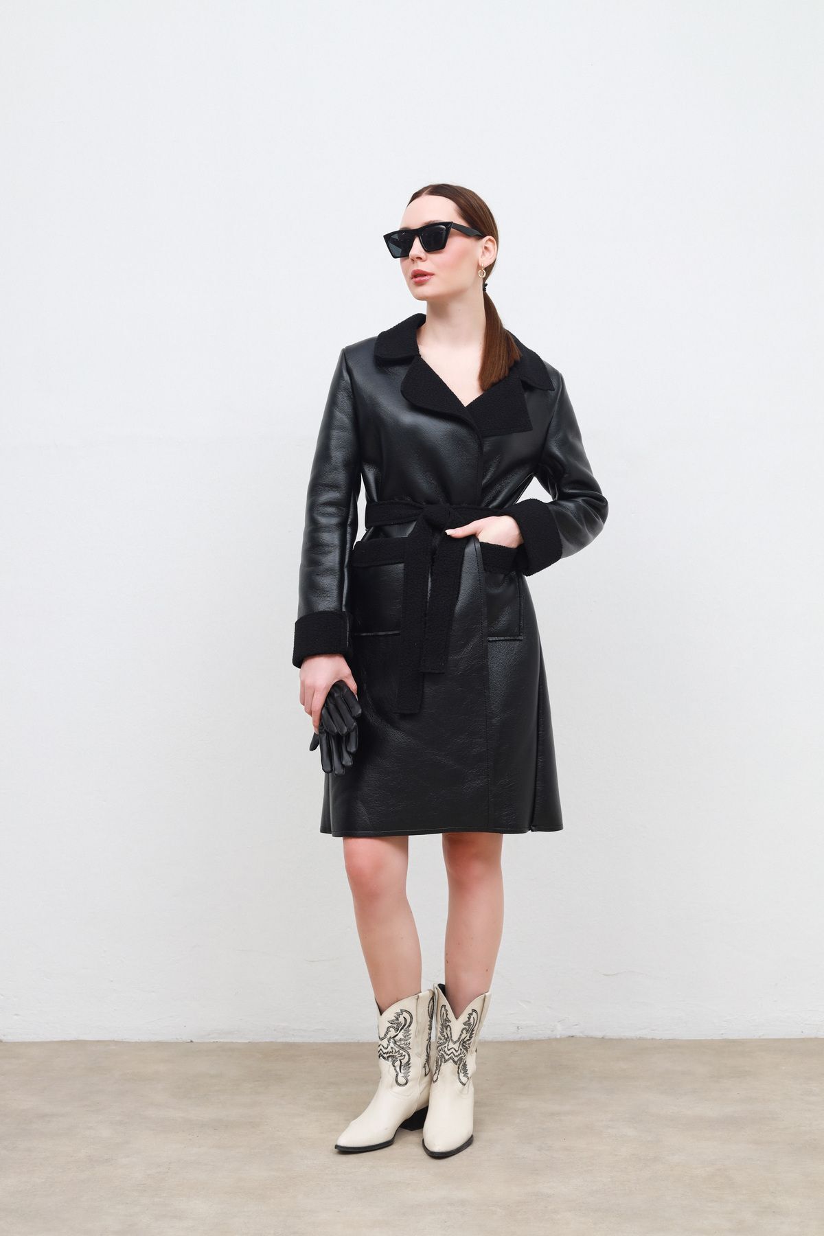 İçi Kürklü Suni Deri Kaban siyah - 46