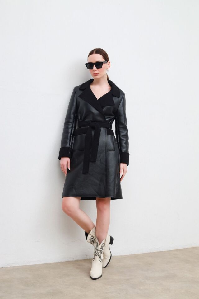 İçi Kürklü Suni Deri Kaban siyah - 40