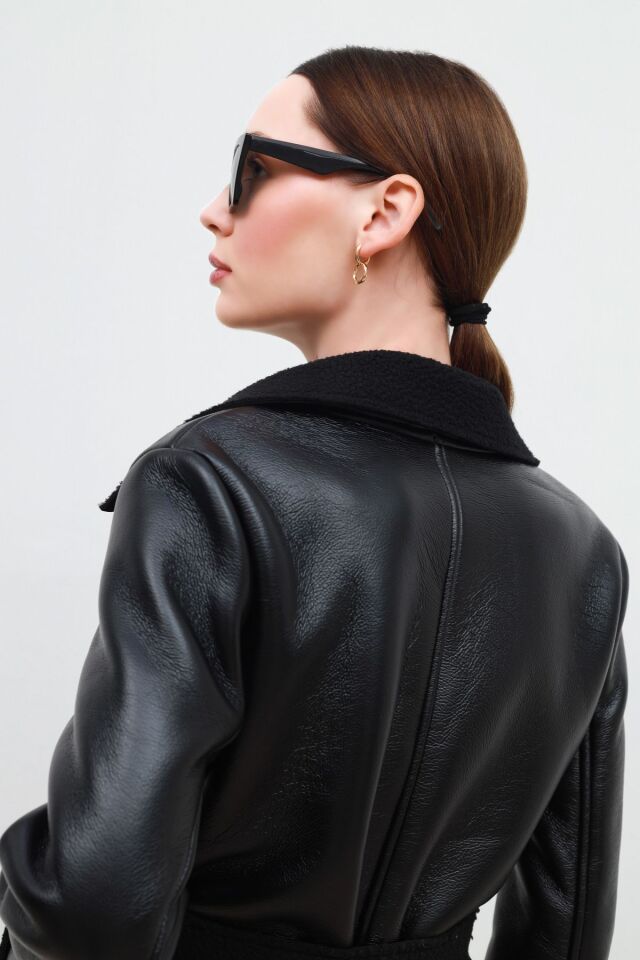 İçi Kürklü Suni Deri Kaban siyah - 42