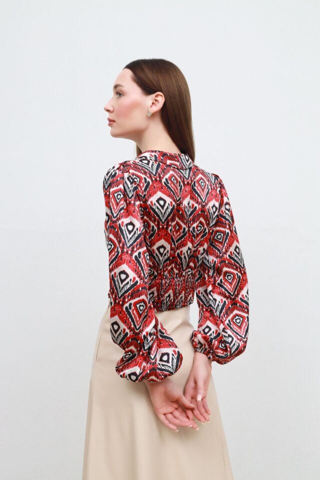 asimetrik gömlek kırmızı - L