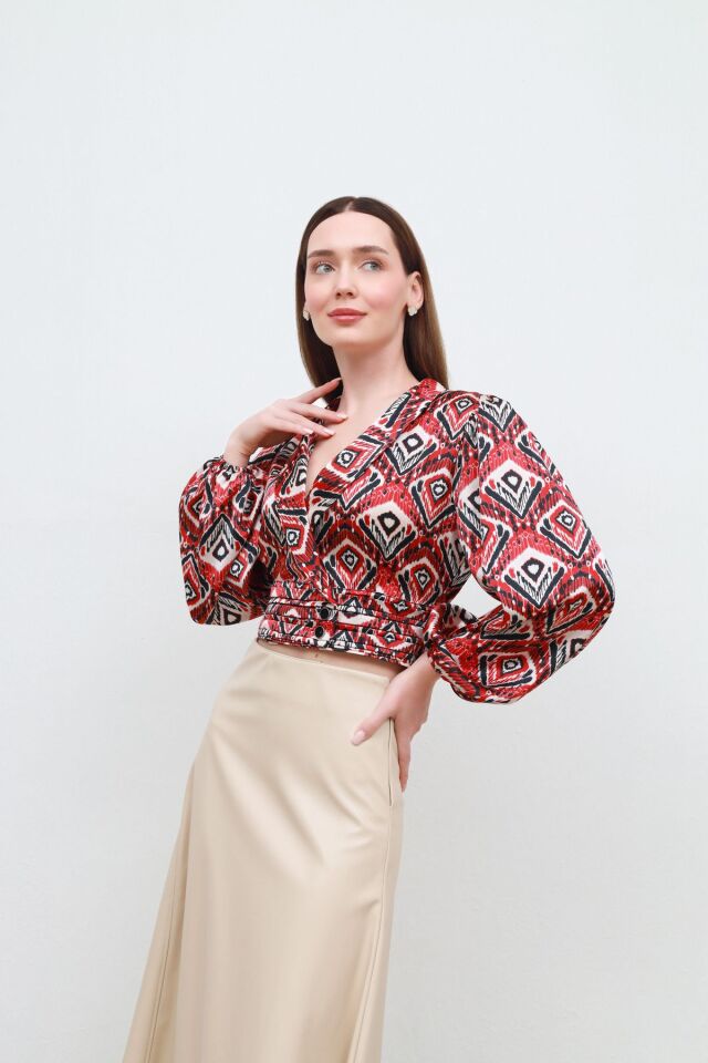 asimetrik gömlek kırmızı - M