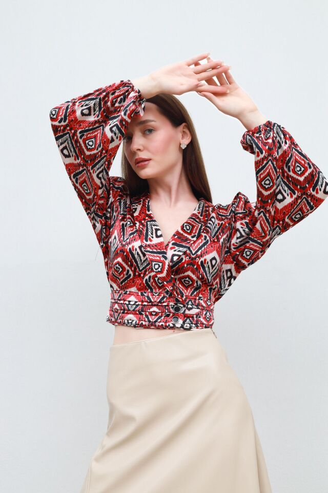 asimetrik gömlek kırmızı - M