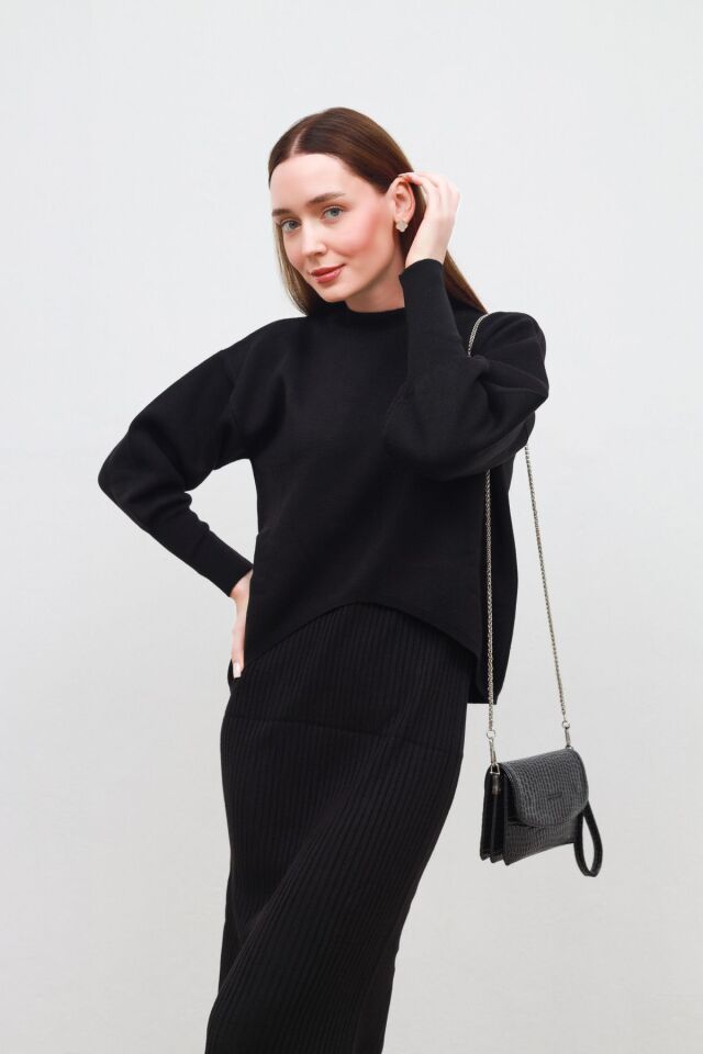 triko elbise siyah - 2