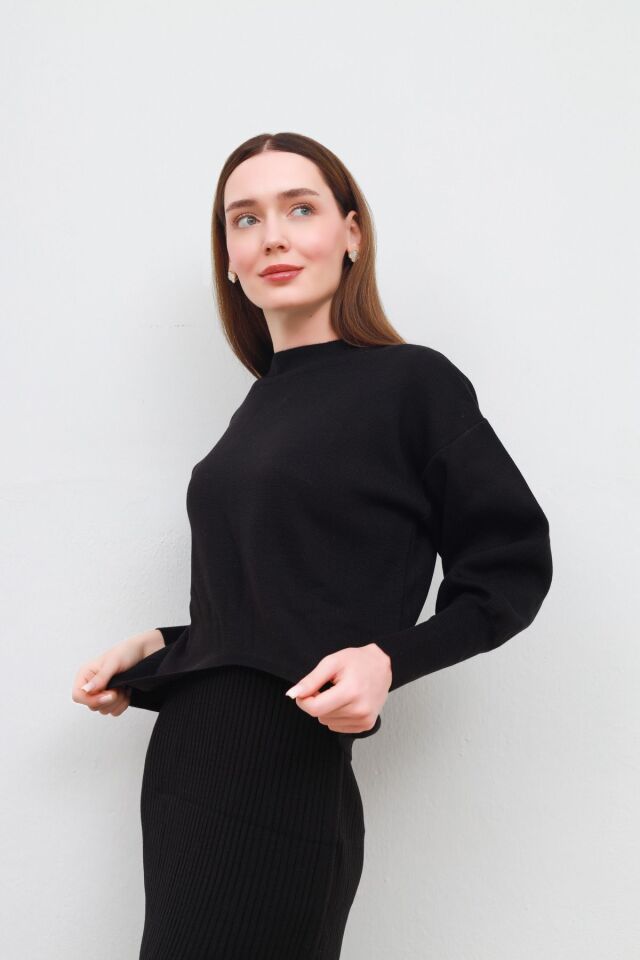 triko elbise siyah - 2