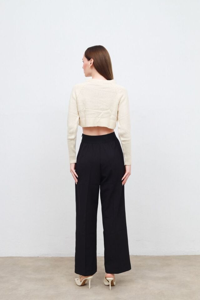 beli baskılı, lastikli pantolon siyah - L