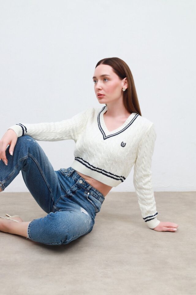 yırtık detaylı pantolon blue - 26