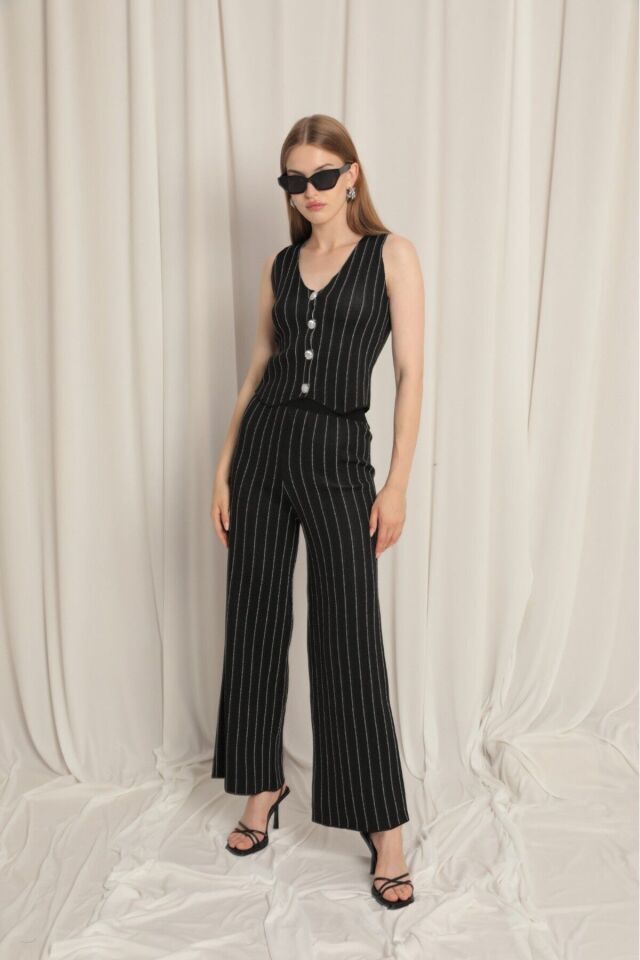 triko yelek takım siyah - S