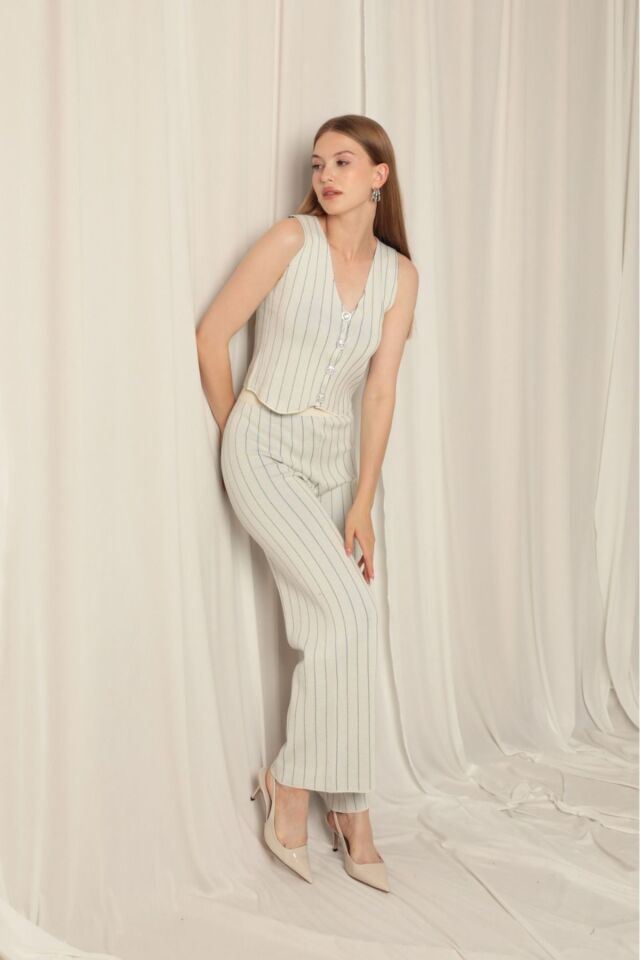 triko yelek takım beyaz - S