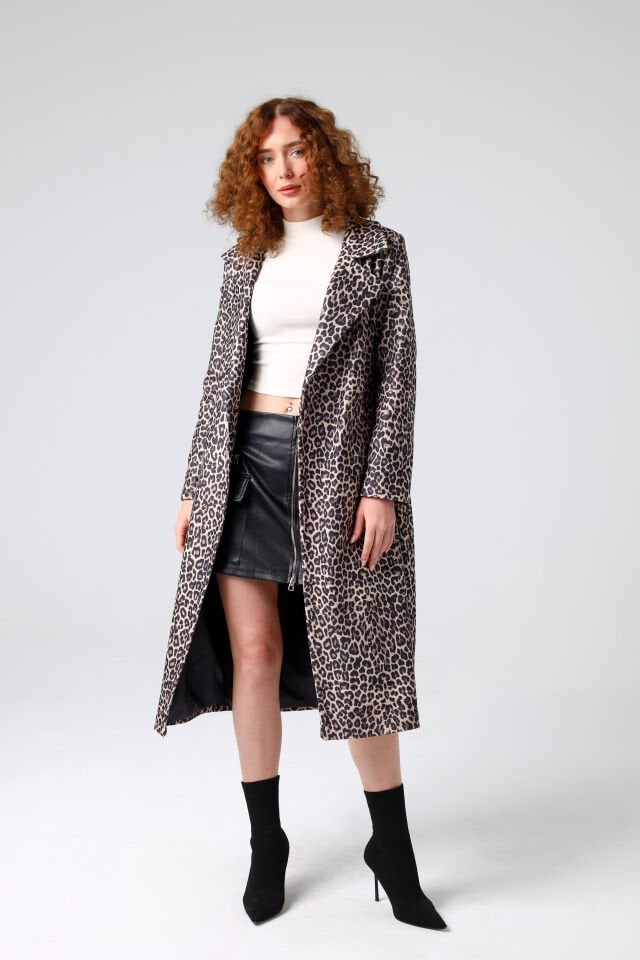 Leopar Baskılı Kaban