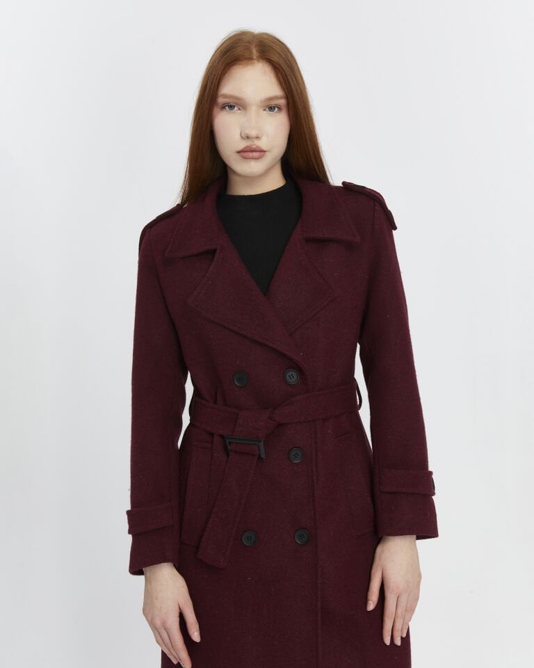 Uzun Kaşe Kaban - Bordo