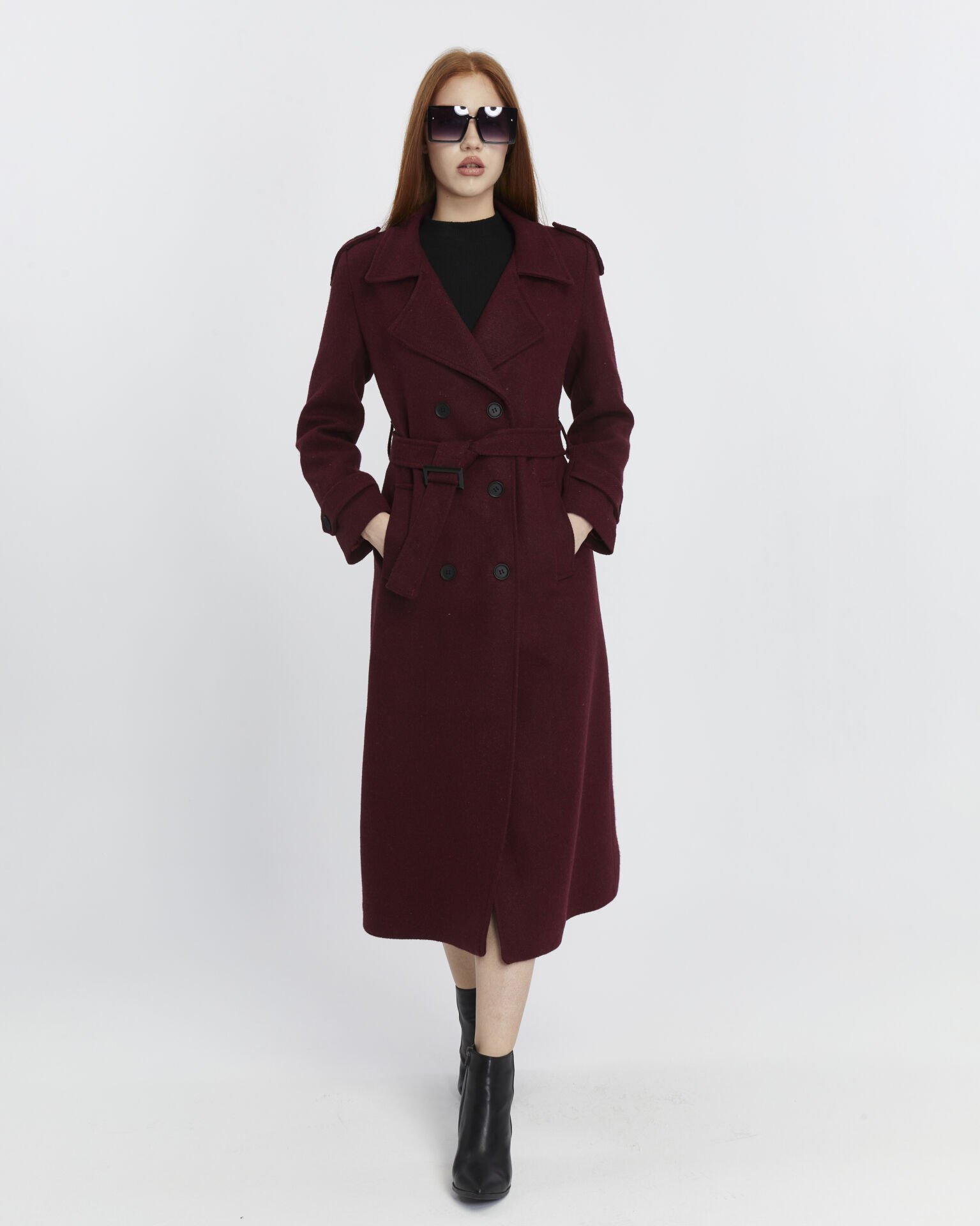 Uzun Kaşe Kaban - Bordo