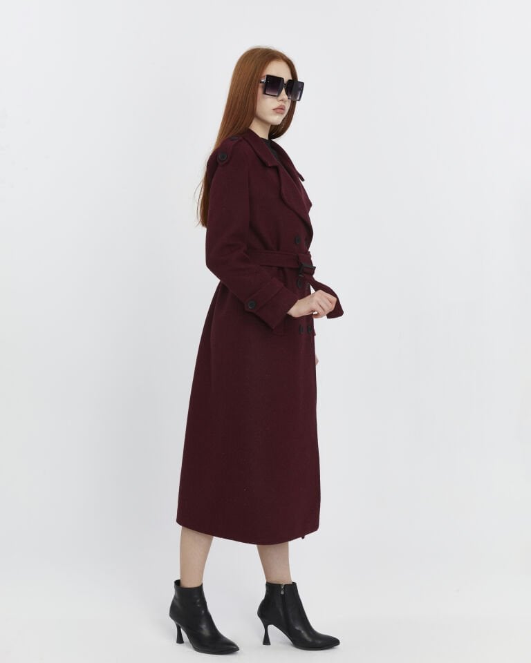 Uzun Kaşe Kaban - Bordo
