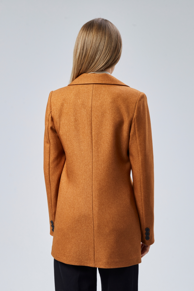 Slim Fit  tek Düğmeli  Blazer Ceket Hardal Sarısı