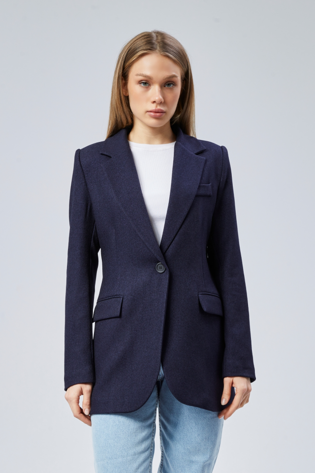 Slim Fit  tek Düğmeli  Blazer Ceket Lacivert