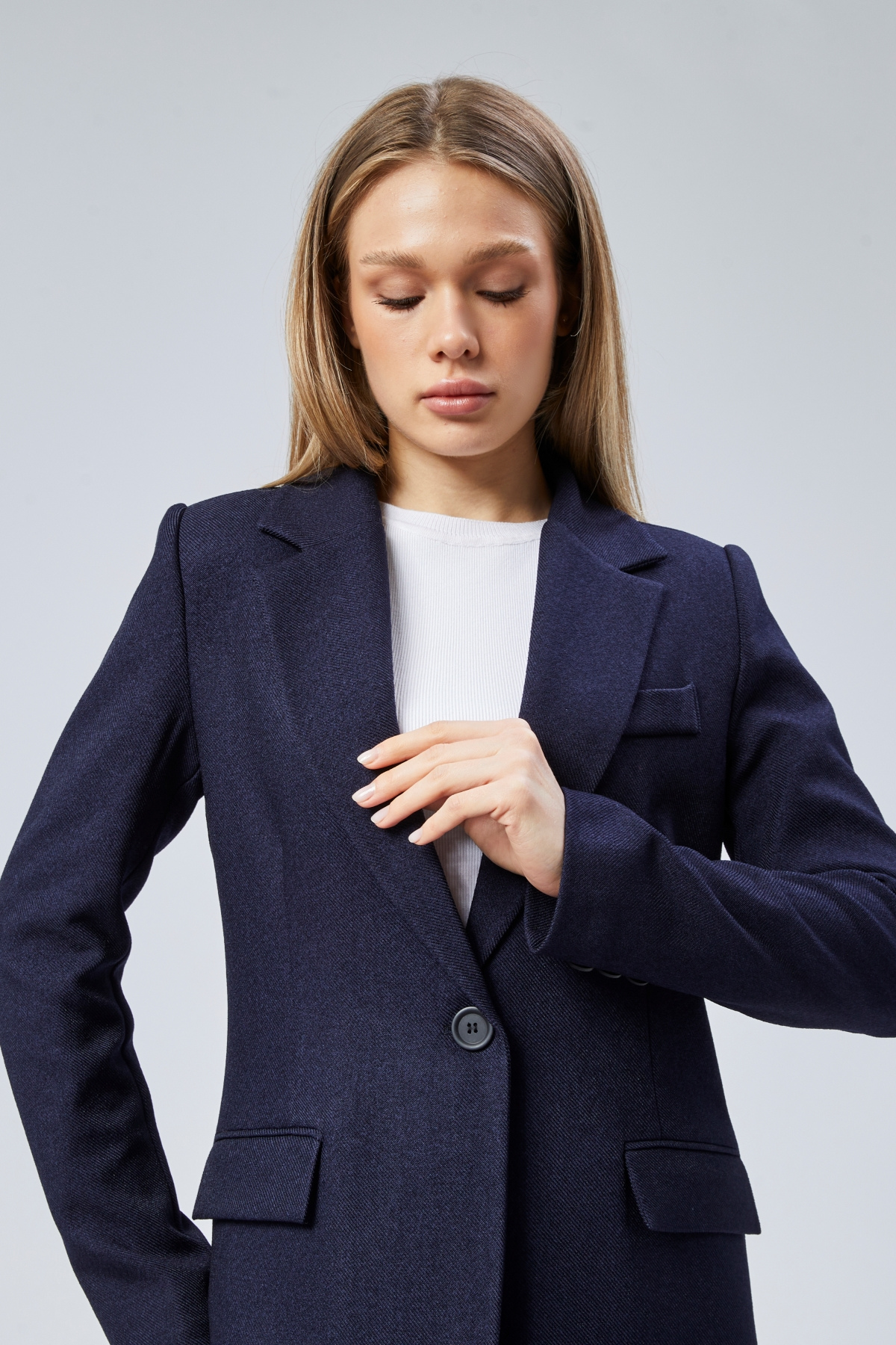 Slim Fit  tek Düğmeli  Blazer Ceket Lacivert