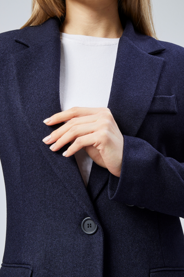 Slim Fit Tek Düğmeli Blazer Ceket - Lacivert