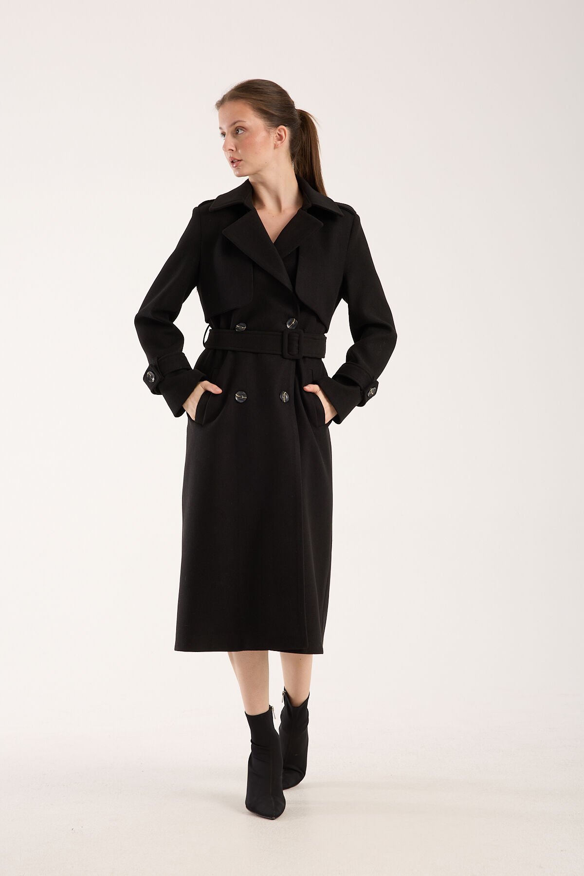 Trençkot Uzun Kaşe Kaban