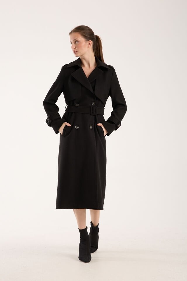 Trençkot Uzun Kaşe Kaban