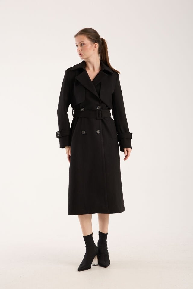 Trençkot Uzun Kaşe Kaban