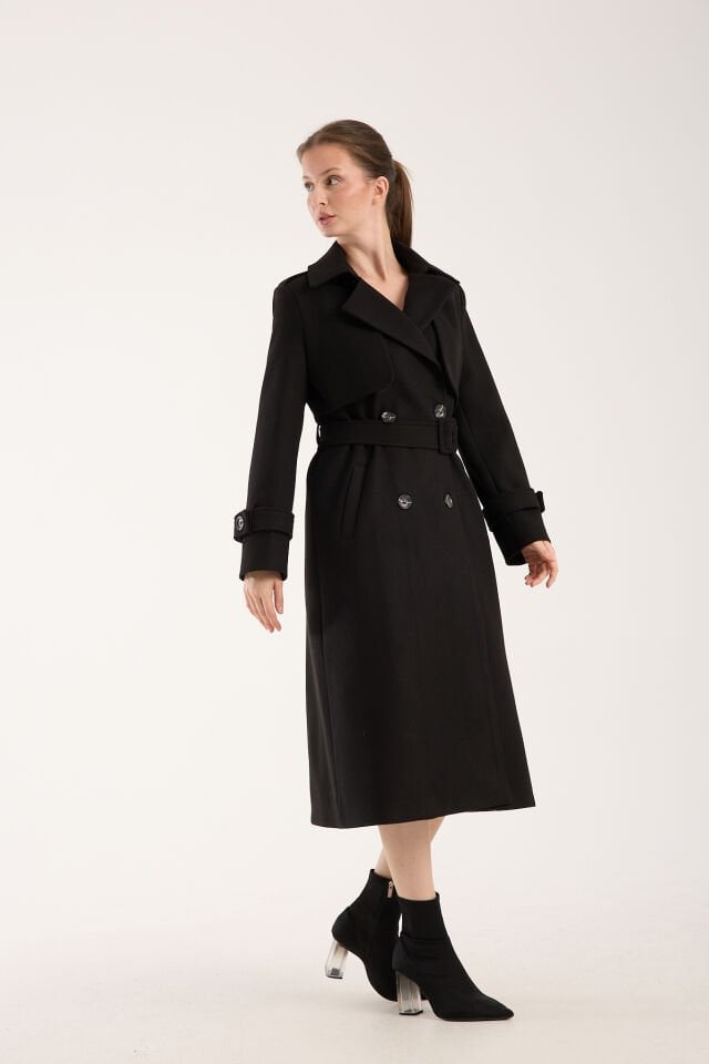 Trençkot Uzun Kaşe Kaban