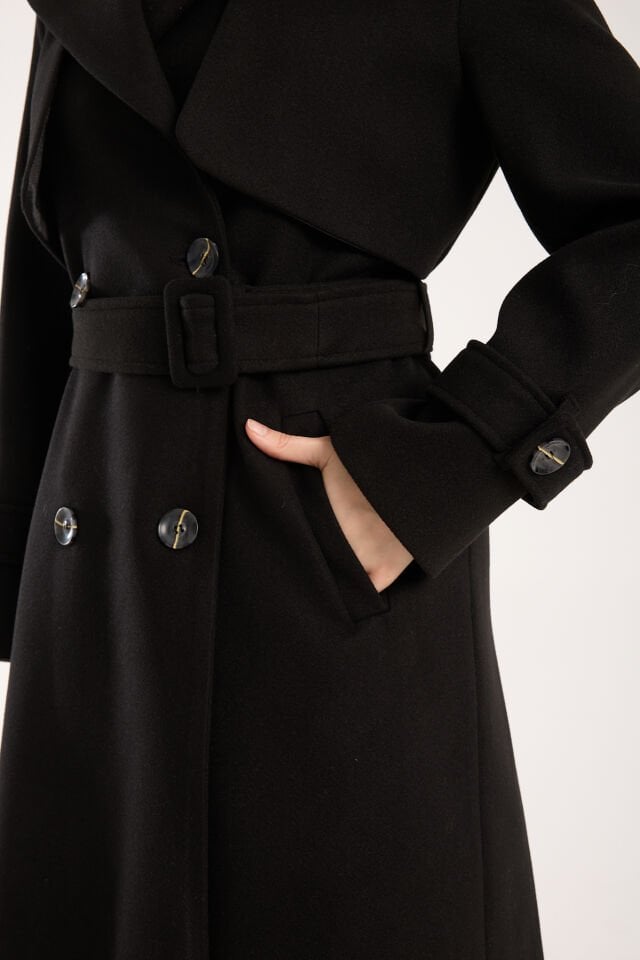 Trençkot Uzun Kaşe Kaban