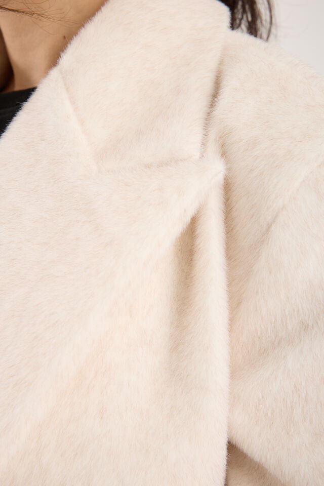 Fox Kumaş Uzun Oversize Kaban - Krem