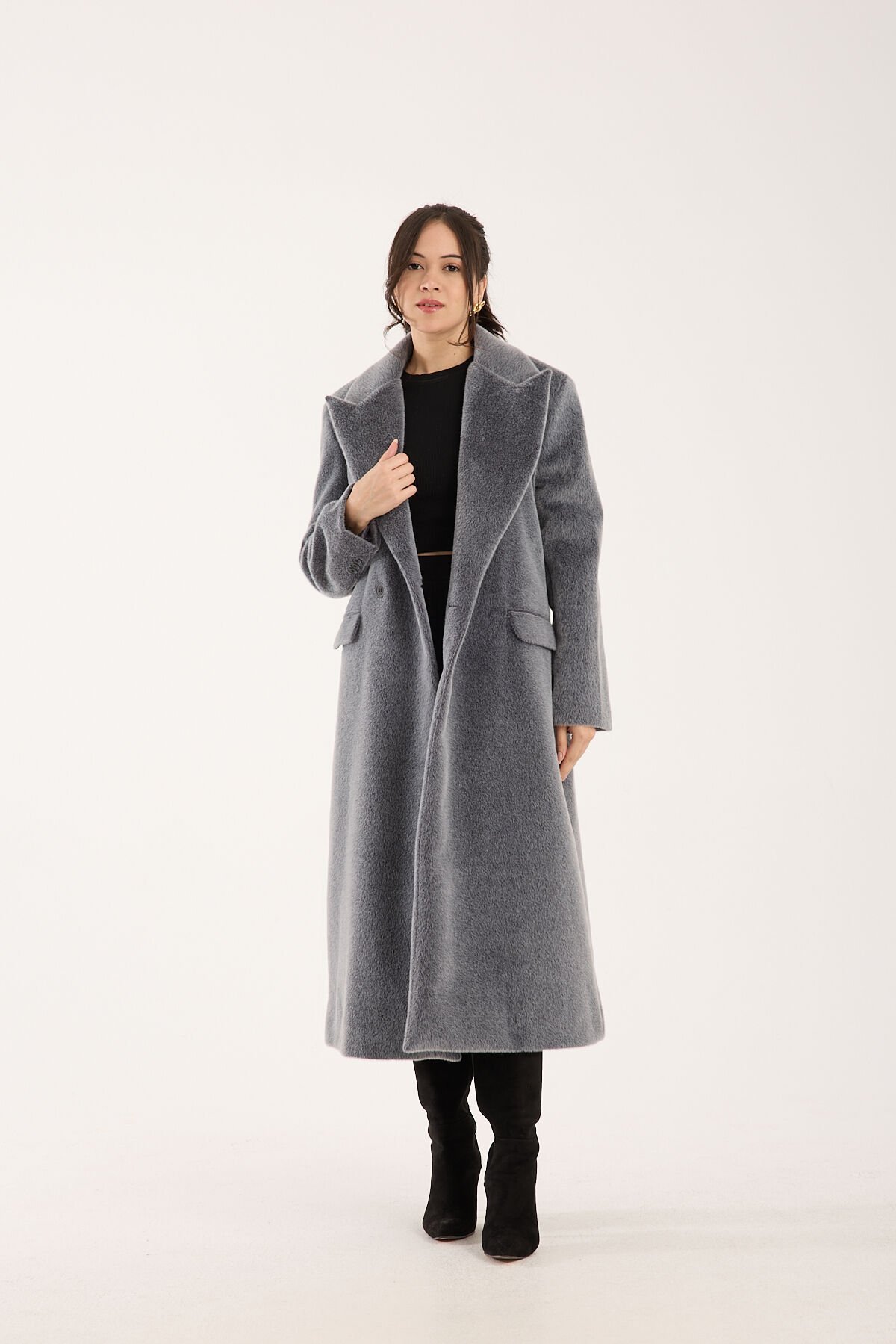 Fox Kumaş Oversize Kaban - Antrasit