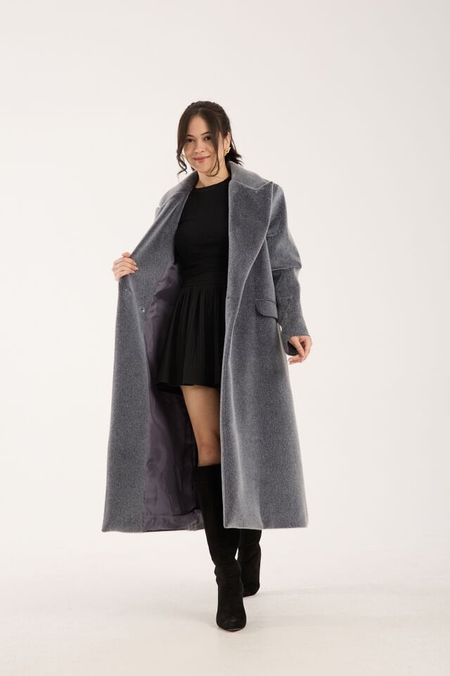 Fox Kumaş Oversize Kaban - Antrasit