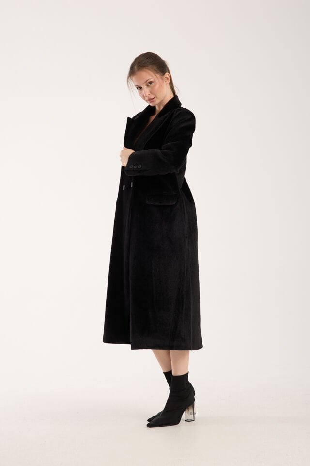 Fox Kumaş Oversize Kaban Siyah