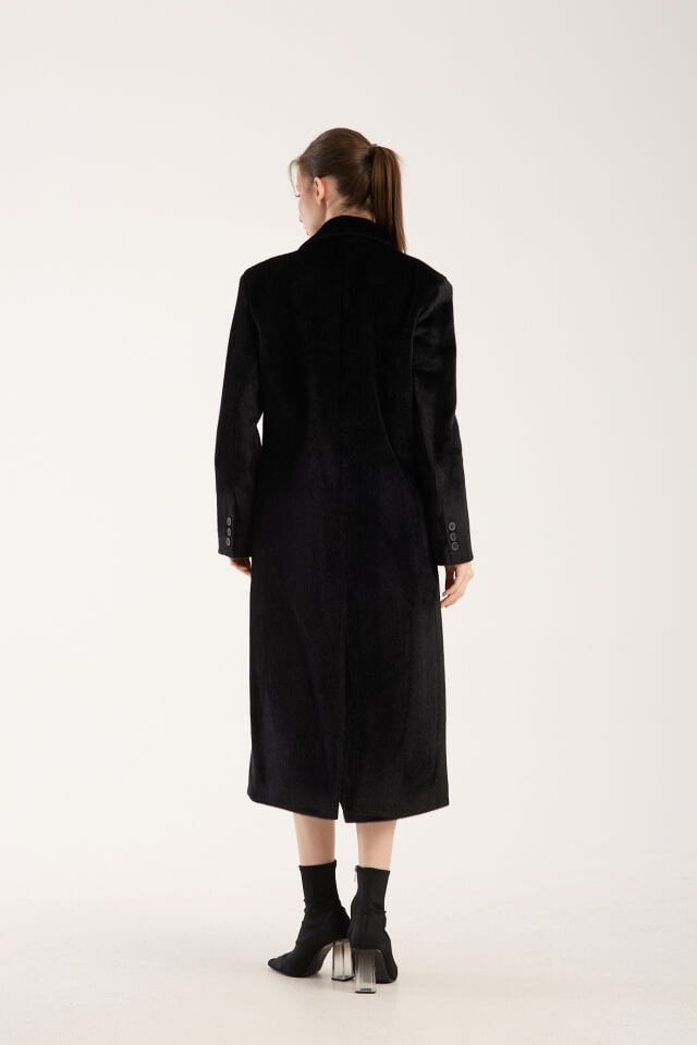 Fox Kumaş Oversize Kaban - Siyah