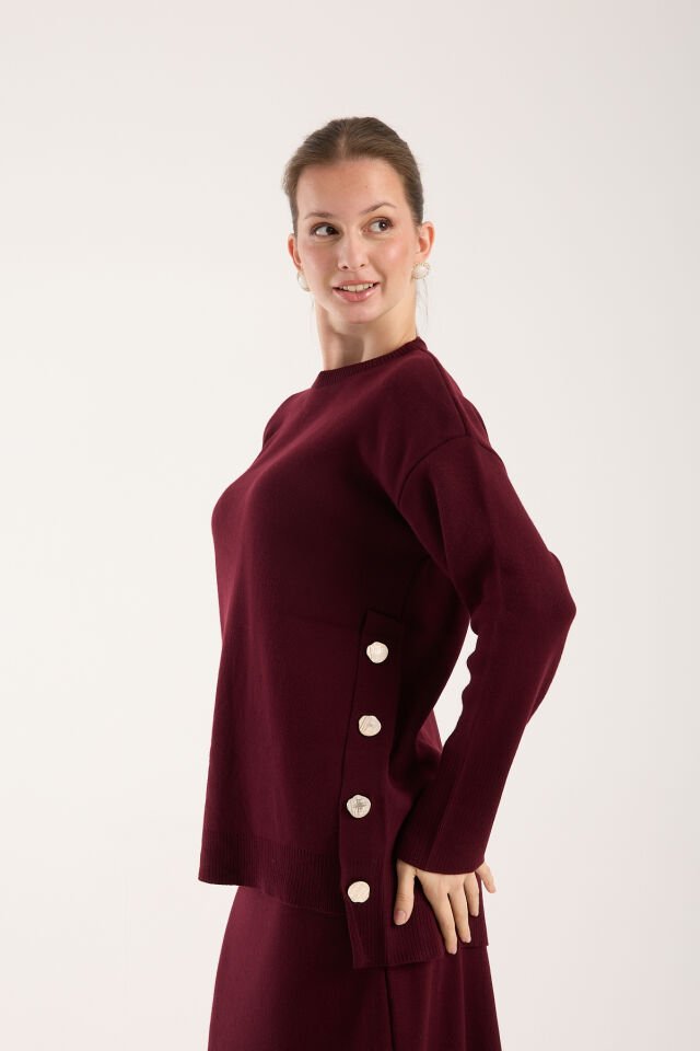 Triko Uzun Etek Bluz Takım - Bordo