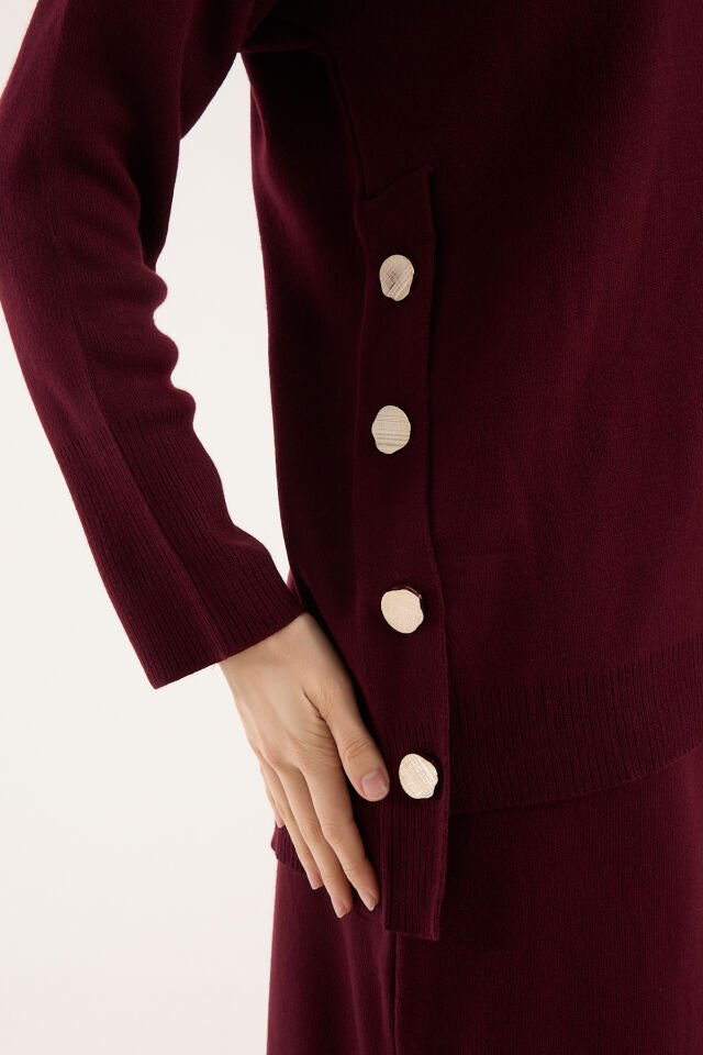 Triko Uzun Etek Bluz Takım - Bordo